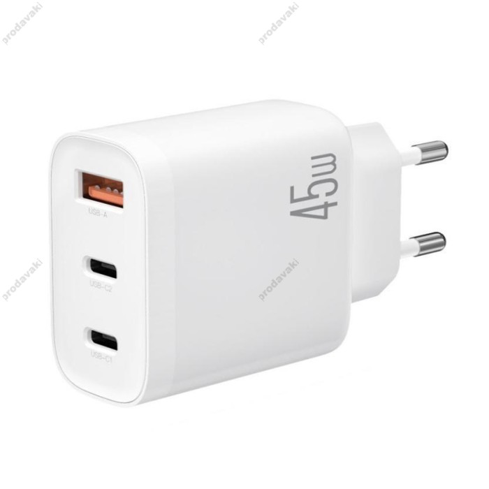 Мережевий зарядний пристрій XO L117 fast charging charger Lightning cable 45W White